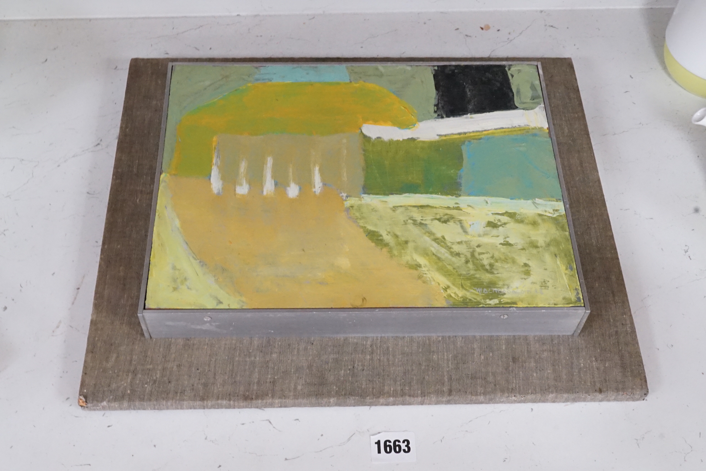 Padraig MacMiadhachain RWA (Irish, 1929-2017), oil on board, 'Canary Landscape I', signed and dated '68, 23 x 30.5cm
